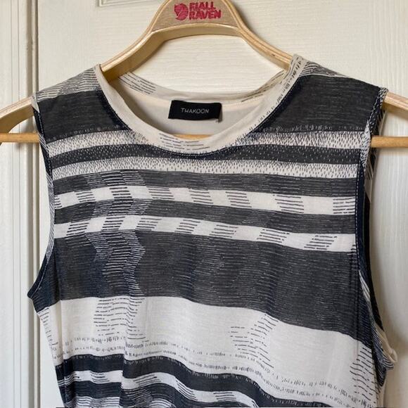 Thakoon Sleeveless Tank Dress Side Ruching Lined Striped Lightweight Women Small - Picture 6 of 10